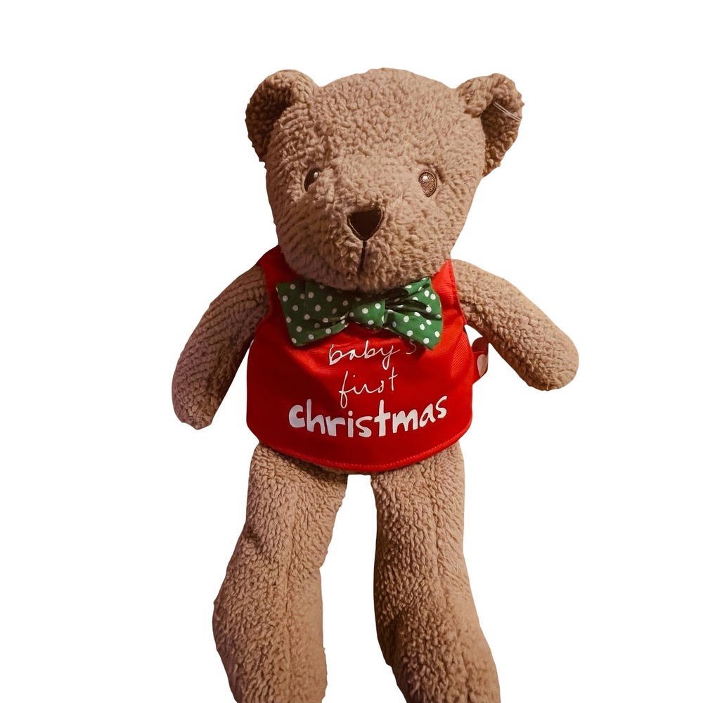 The Message Bear Plush Teddy Bear Baby's First Christmas Bow Tie